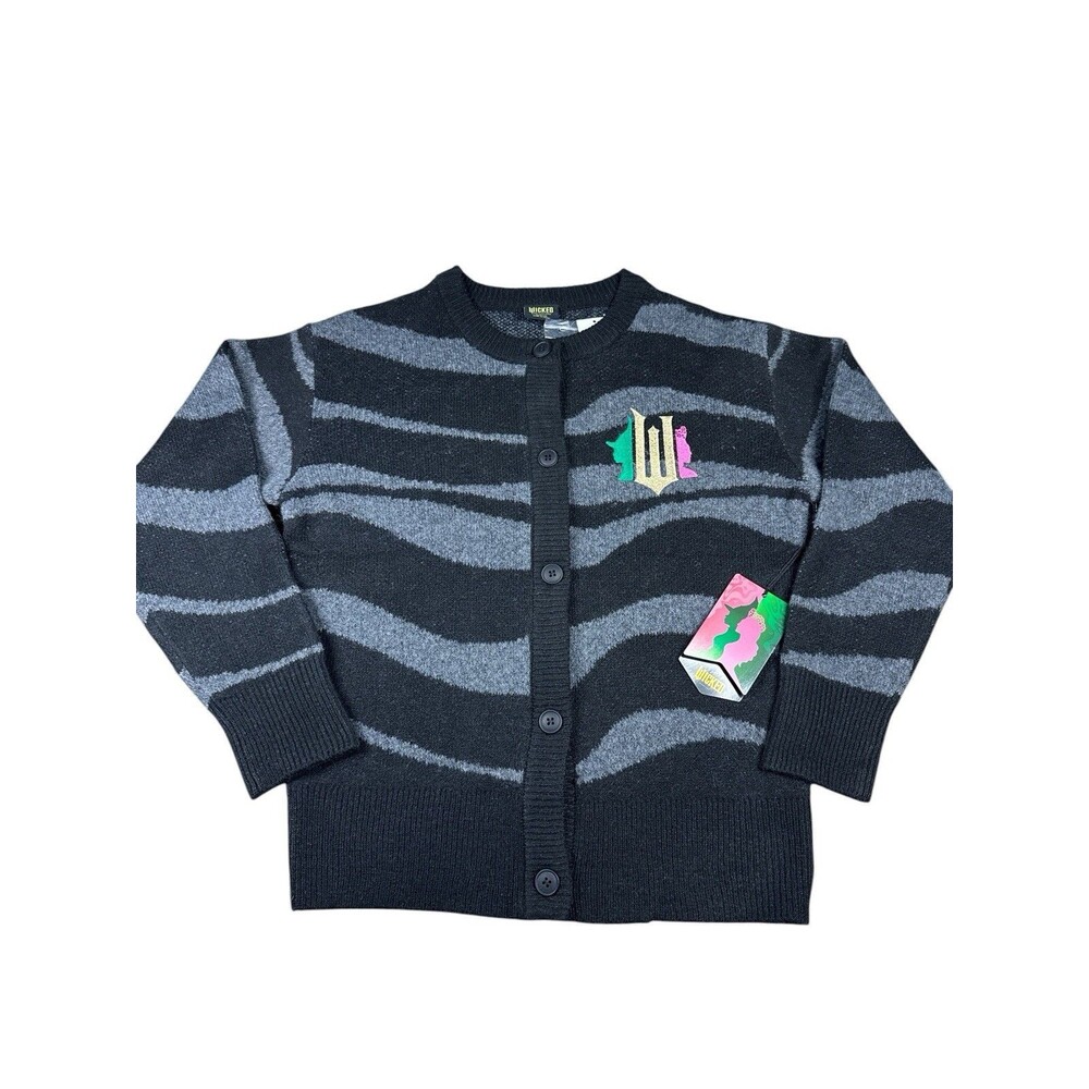 NWT Wicked x Paul Tazewell Cardigan Sweater XS Gray Black Striped‎ Target